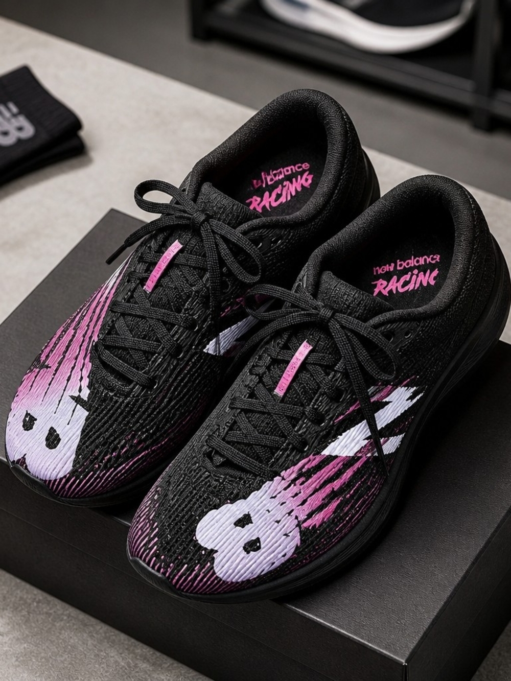 New Balance Fuel Cell XC7V3 Cross Country Racing Shoes Black Pink Women's 7.5